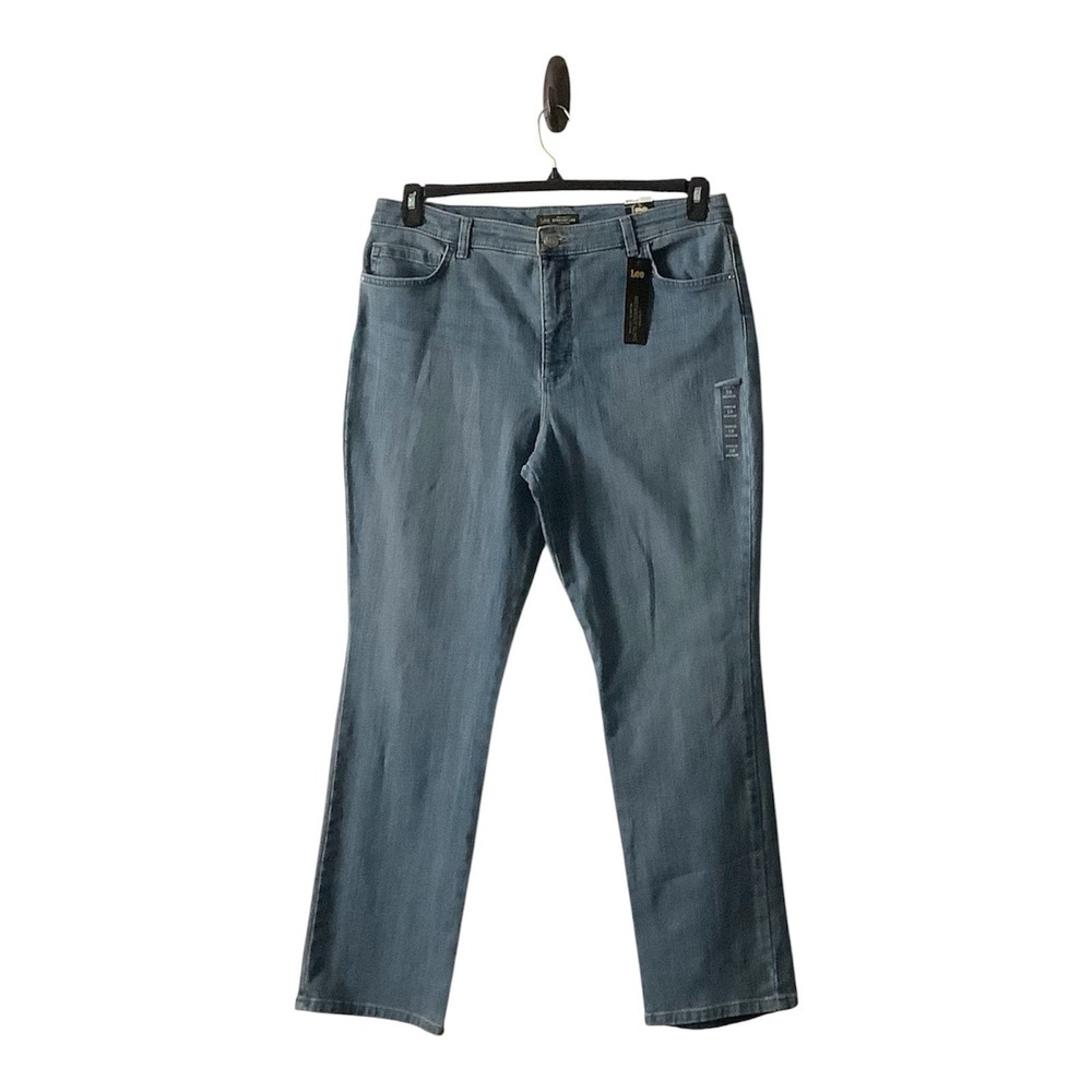 Lee‎ Women's Relaxed Fit Straight Leg High Rise Blue Tint Denim Jeans Size 18M